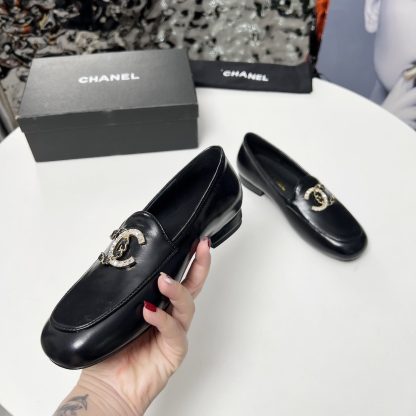 Chanel Early Spring Dance Shoes Series Small Round Toe Slim Black Loafers - Image 2