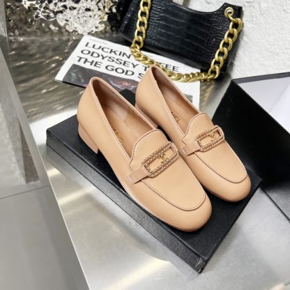 Chanel Early Spring Dance Shoes Series Small Round Head Orange Loafers Heel Height 3cm - Image 2