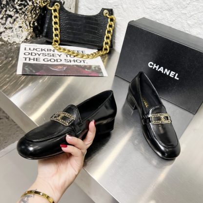 Chanel Early Spring Dance Shoes Series Small Round Toe Black Loafers Heel Height 3cm - Image 2
