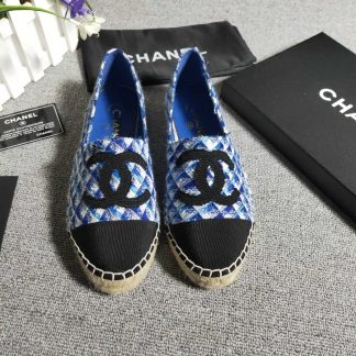 Chanel blue and white checkered numb casual shoes