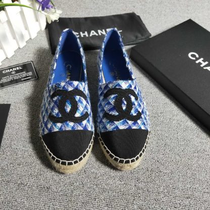 Chanel blue and white checkered numb casual shoes