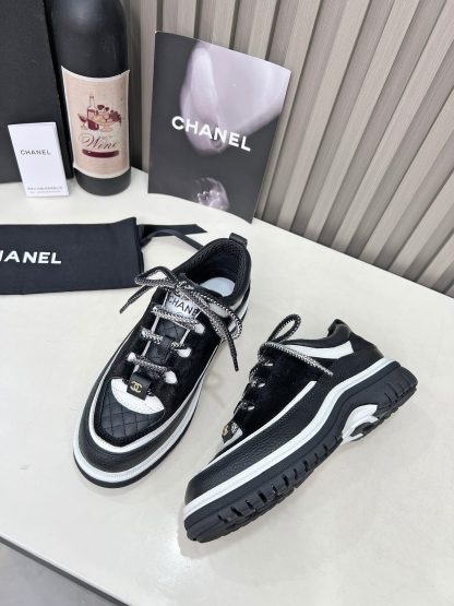 Chanel's new early spring casual black classic embroidery style casual sports shoes - Image 2