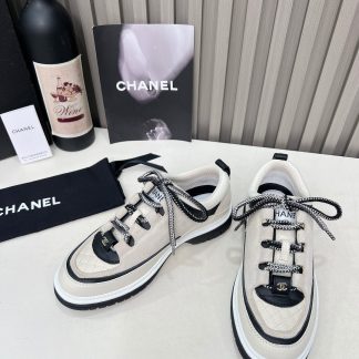 Chanel's new early spring casual thick-soled apricot classic embroidery style casual sports shoes