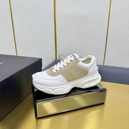 Chanel men's and women's couple's white with beige classic sports casual dad shoes - Image 2