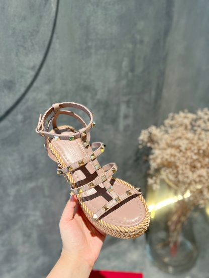VALENTINO Studded hemp rope wedge sandals - Image 3