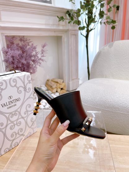 VALENTINO square toe rivet elegant sandals high heels - Image 2