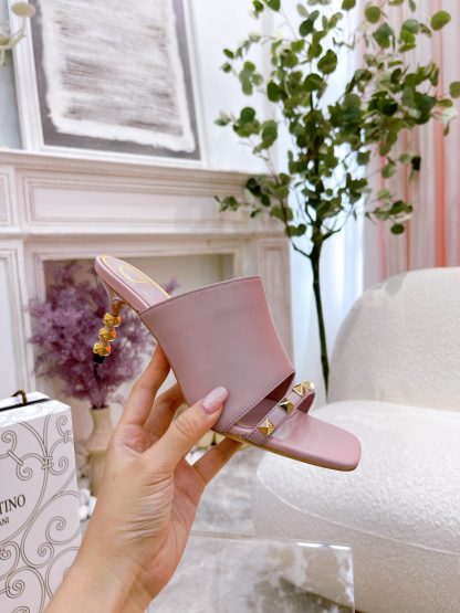 VALENTINO square toe rivet elegant sandals high heels - Image 2