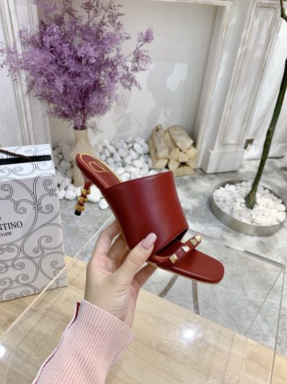 VALENTINO square toe rivet elegant sandals high heels - Image 2