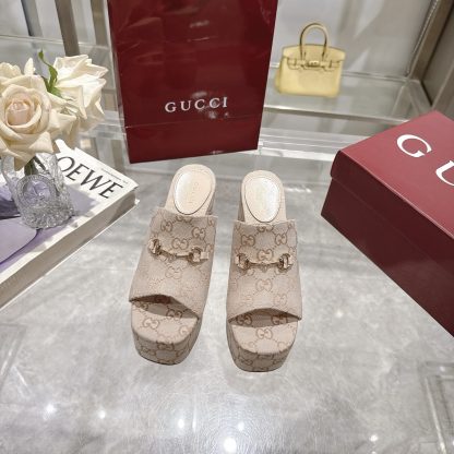 Gucci Horsebit Wedge Heel Women's Slide Sandals - Image 2