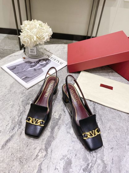 VALENTINO Gold V-Chain High Heels - Image 2