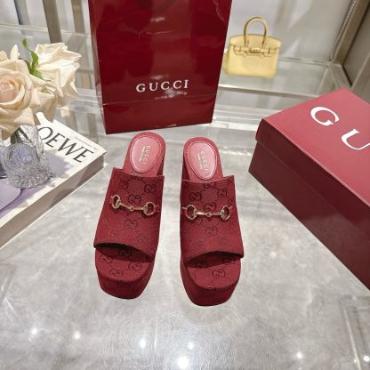 Gucci Horsebit Wedge Heel Women's Slide Sandals - Image 2