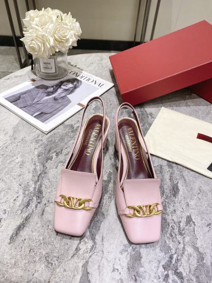 VALENTINO Gold V-chain high-end fashion sandals high heels