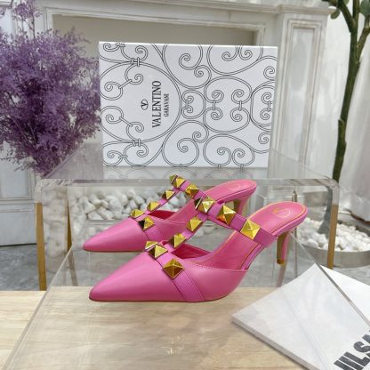 VALENTINO Gold Large Rivet Fashion High-end Sandals High Heels - Image 2