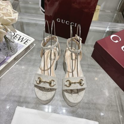 Gucci Women's Horsebit Flat Mid-Heel Platform Sandals - Image 2