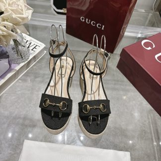 Gucci Women's Horsebit Flat Mid-Heel Platform Sandals