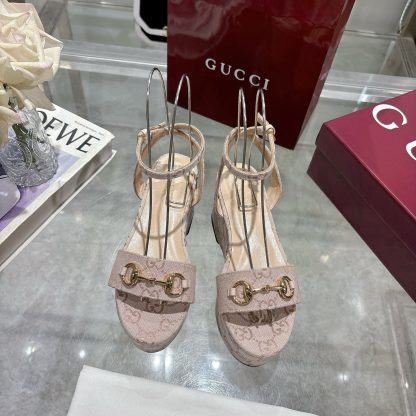 Gucci Women's Horsebit Flat Mid-Heel Platform Sandals - Image 2