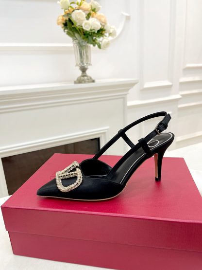 VALENTINO Rhinestone Decorative Buckle Exquisite High-End High Heels - Image 2