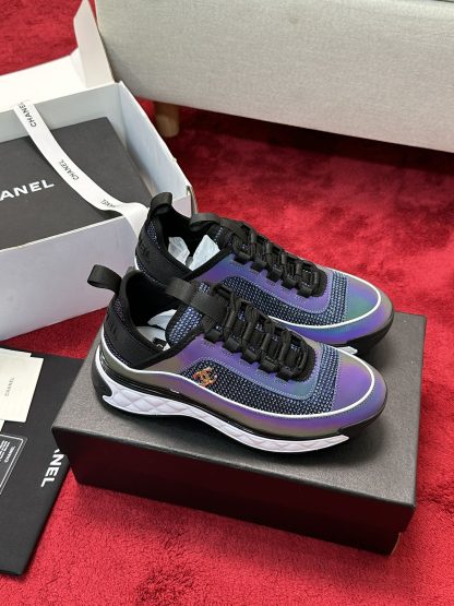 Chanel Unisex Couple Purple Mix Classic Casual Sneakers - Image 2