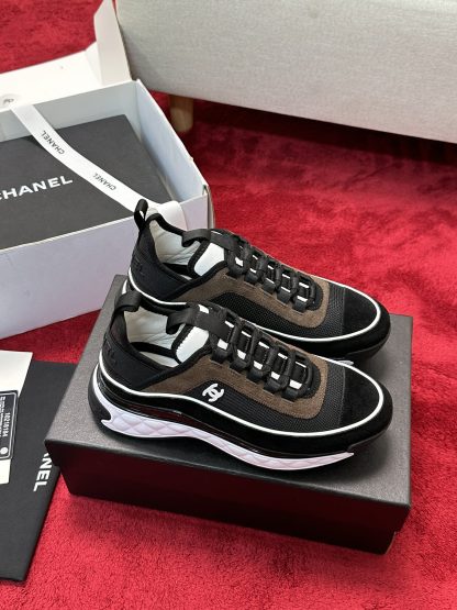 Chanel Unisex Couple Brown Mix Classic Casual Sneakers - Image 2