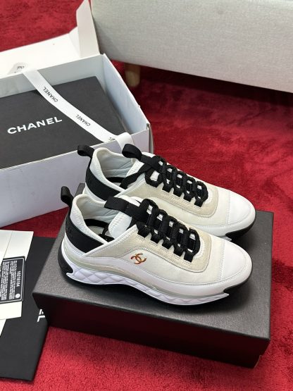 Chanel beige mix and match classic casual sneakers for men and women - Image 2