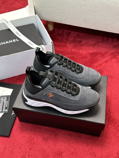 Chanel Unisex Couple Grey Mix Classic Casual Sneakers - Image 2