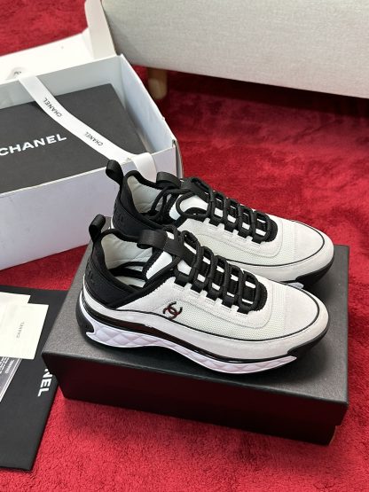 Chanel white and black men and women couple style mixed craftsmanship embroidery style versatile casual sports shoes - Image 2