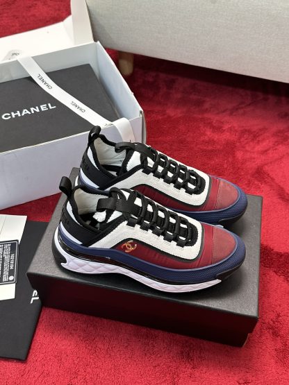 Chanel red and blue men's and women's couple's mixed craft embroidery style versatile casual sports shoes - Image 2
