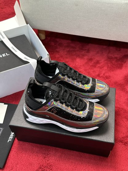 Chanel black mixed sequin craft embroidery style all-match casual sports shoes for men and women - Image 2