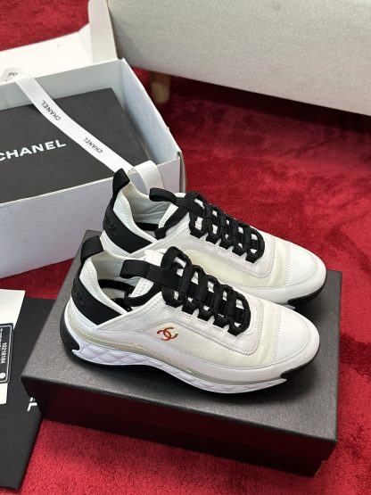 Chanel men's and women's couple's black and white mixed craft embroidery style versatile casual sports shoes - Image 2