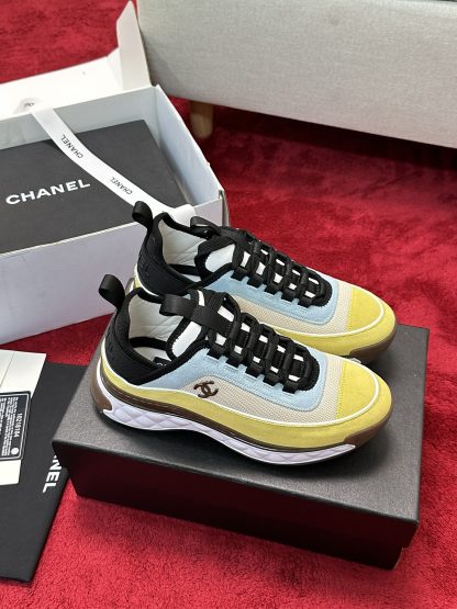 Chanel men's and women's couple's yellow and blue mixed craft embroidery style versatile casual sports shoes - Image 2