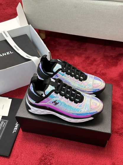 Chanel men's and women's couple's purple and blue mixed craft embroidery style versatile casual sports shoes - Image 2