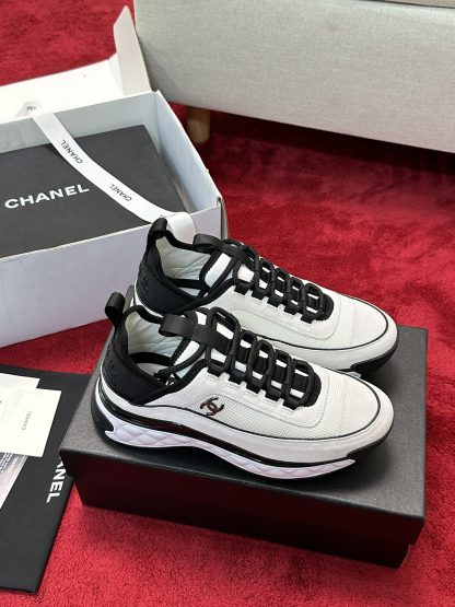Chanel men's and women's couple's versatile fashion white and black mix and match casual sports shoes - Image 2