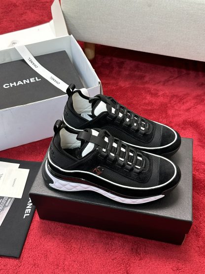 Chanel men's and women's couple's black and white mix and match classic fashion casual sports shoes - Image 2