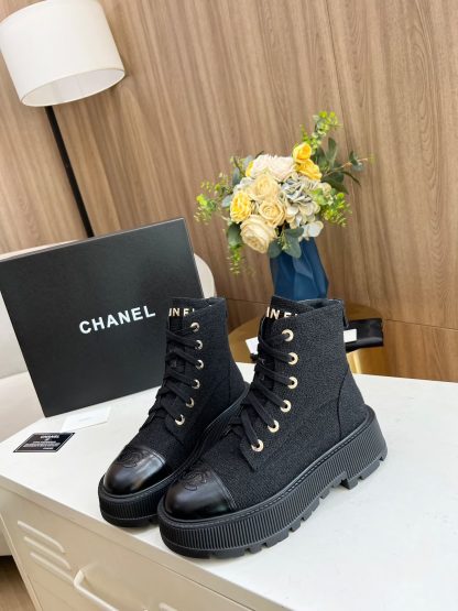 Chanel autumn and winter new black strap design non-slip boots - Image 2