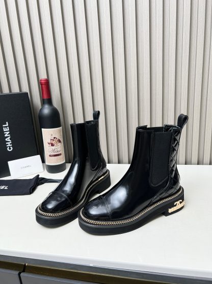 Chanel autumn and winter heavy black fashionable simple Chelsea boots - Image 2