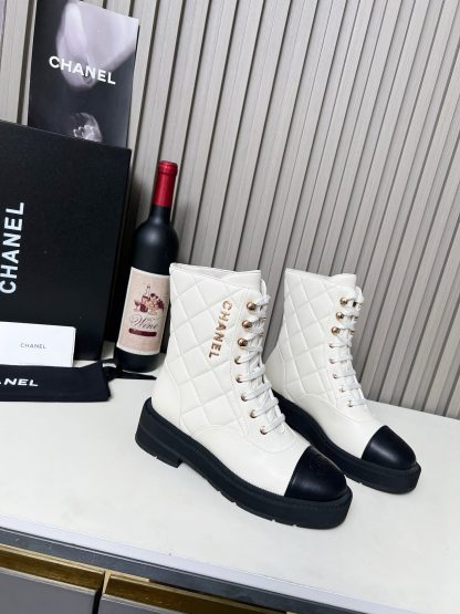 Chanel autumn and winter new electric show diamond style beige boots - Image 2