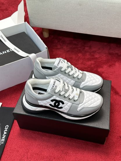 Chanel white and gray craft embroidery style fashion casual sports shoes - Image 2