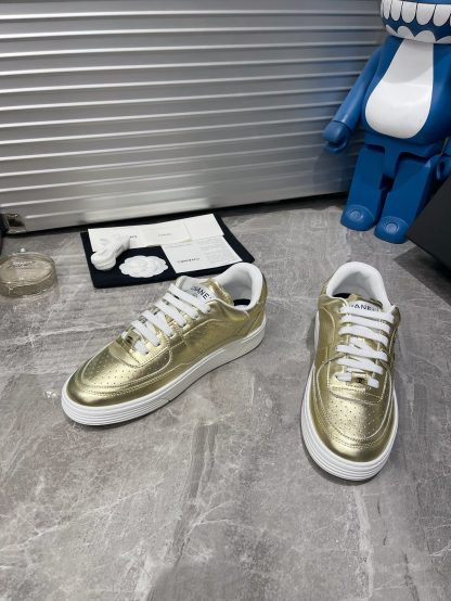 Chanel Spring and Summer Ultra High Quality Gold Fashionable Casual Sports Sneakers - Image 2