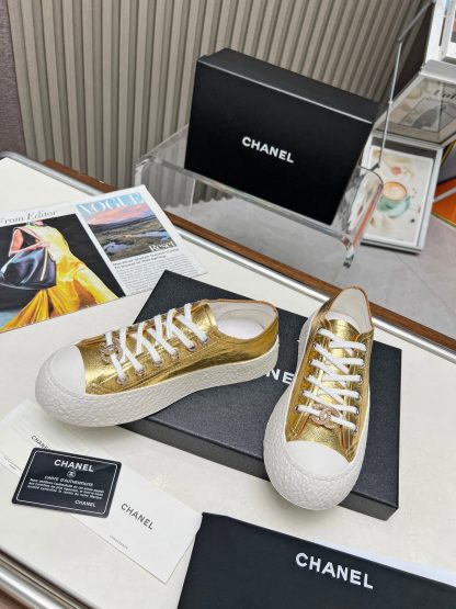 Chanel high-end custom gold classic comfortable casual shoes - Image 2
