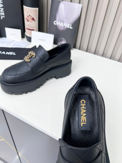 Chanel black electric show diamond style imported leather loafers - Image 2