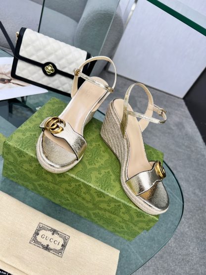 Gucci Straw Platform Sandals - Image 2