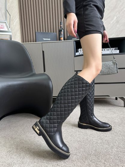 Chanel black autumn and winter hit fashionable simple boots - Image 2