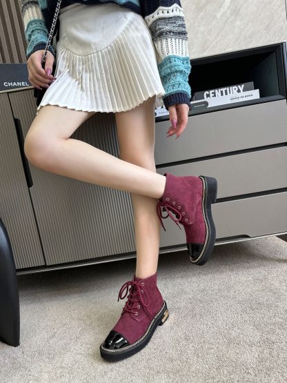 Chanel autumn and winter hit red simple boots - Image 2