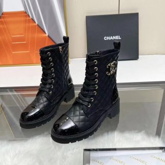 Chanel autumn and winter black leather Martin boots