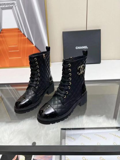 Chanel autumn and winter black leather Martin boots