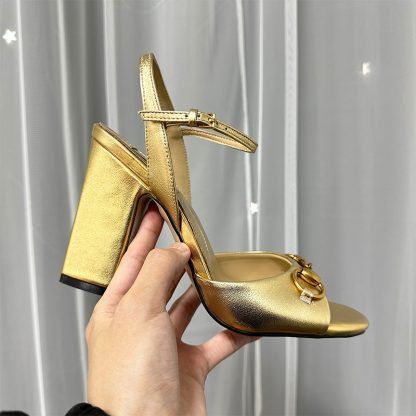 Gucci high heel block heel sandals classic buckle - Image 3