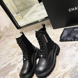 Chanel black matte autumn and winter new handsome fashion luxury letter knight Martin boots