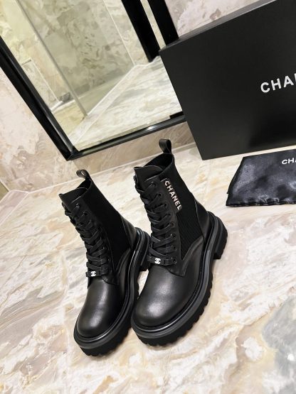 Chanel black matte autumn and winter new handsome fashion luxury letter knight Martin boots