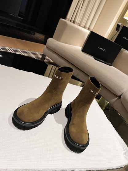 Chanel autumn and winter new green brown simple fashion boots - Image 2