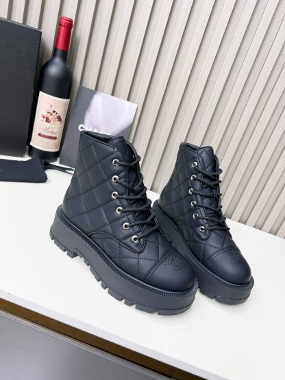 Chanel autumn and winter new black matte light show diamond style leather boots - Image 2
